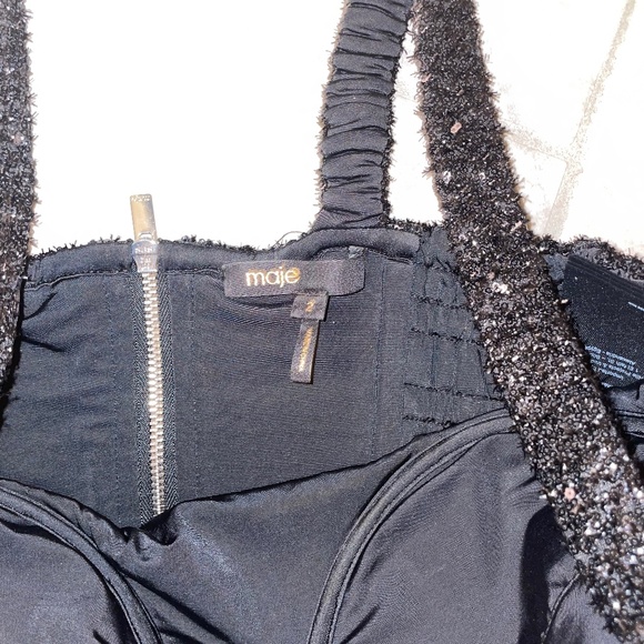 MAJE Black Glittery Cycling Shorts 38/6  Sparkly Bustier Size 2/Medium - Picture 4 of 14